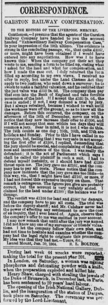 Bolton letter 1864