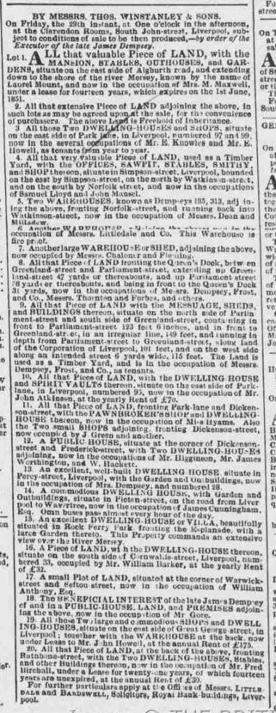 sale of laurel mount 1846
