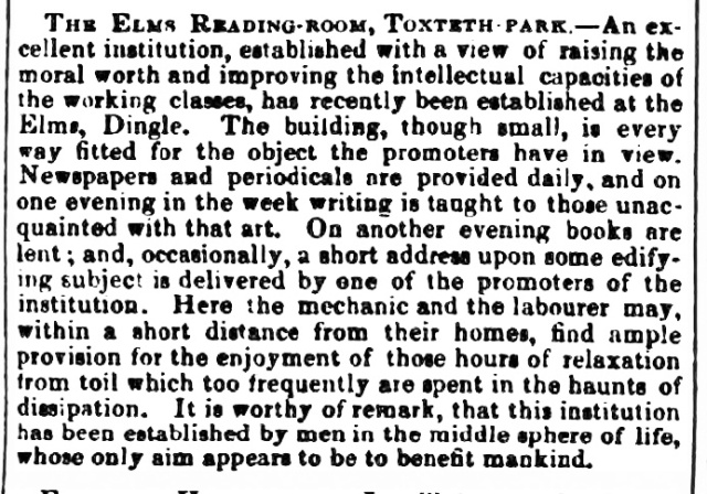 Elms reading rooms 1847 Poplar Grove?